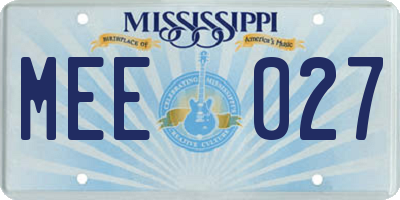 MS license plate MEE027