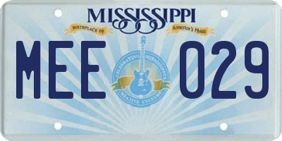 MS license plate MEE029