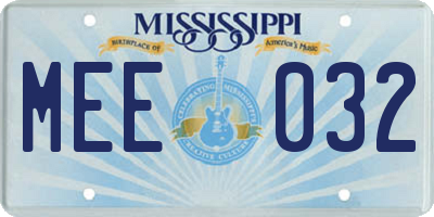 MS license plate MEE032