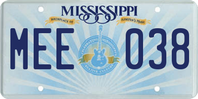 MS license plate MEE038