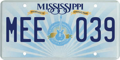 MS license plate MEE039