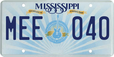 MS license plate MEE040