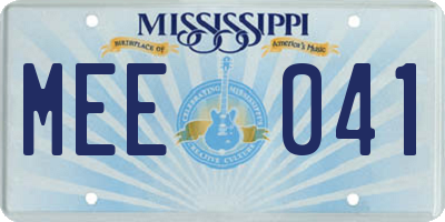 MS license plate MEE041