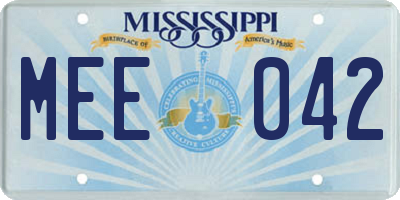 MS license plate MEE042