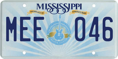 MS license plate MEE046