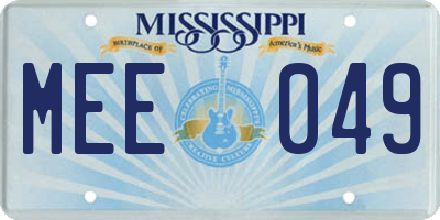 MS license plate MEE049