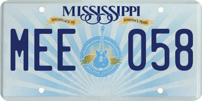 MS license plate MEE058