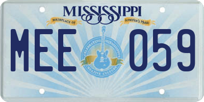 MS license plate MEE059