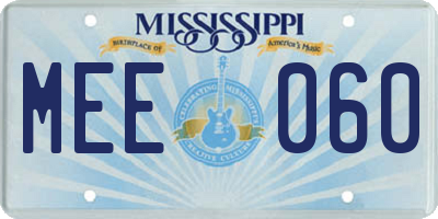MS license plate MEE060