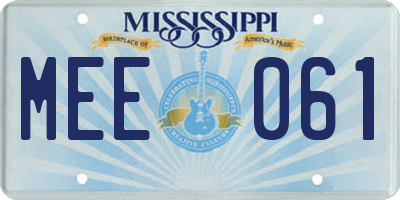 MS license plate MEE061