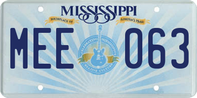 MS license plate MEE063