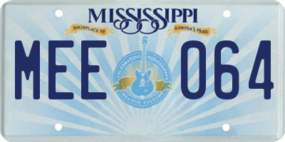 MS license plate MEE064