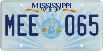 MS license plate MEE065