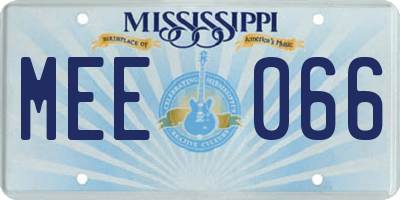 MS license plate MEE066