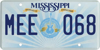 MS license plate MEE068