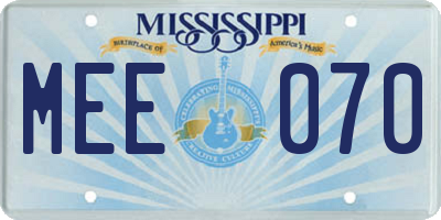 MS license plate MEE070
