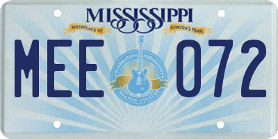 MS license plate MEE072