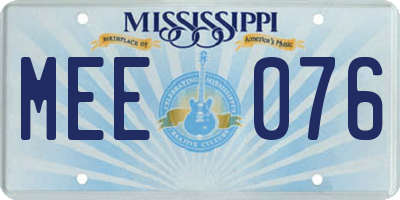 MS license plate MEE076