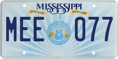 MS license plate MEE077