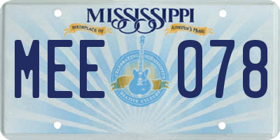 MS license plate MEE078