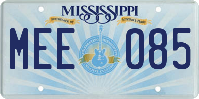 MS license plate MEE085
