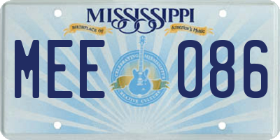 MS license plate MEE086