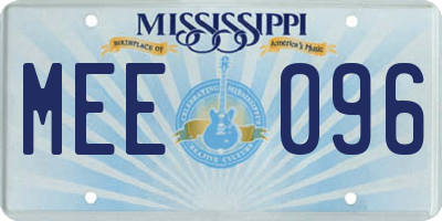 MS license plate MEE096
