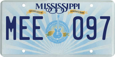 MS license plate MEE097