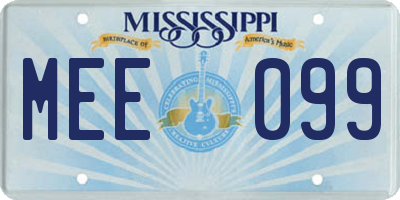 MS license plate MEE099