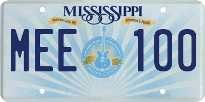 MS license plate MEE100