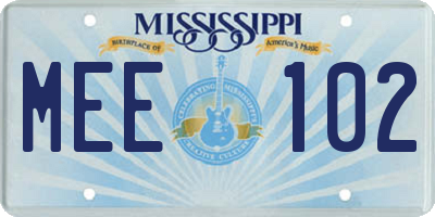 MS license plate MEE102