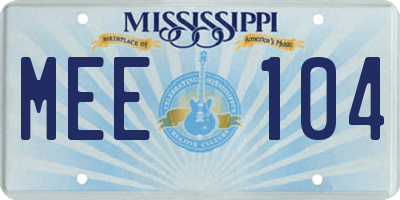 MS license plate MEE104