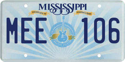 MS license plate MEE106