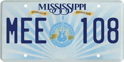 MS license plate MEE108