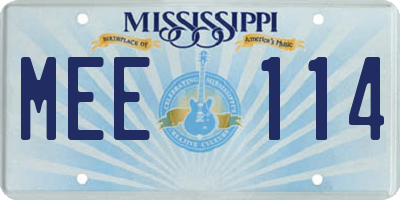 MS license plate MEE114
