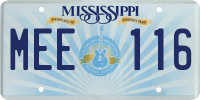 MS license plate MEE116