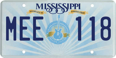 MS license plate MEE118