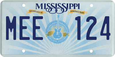 MS license plate MEE124