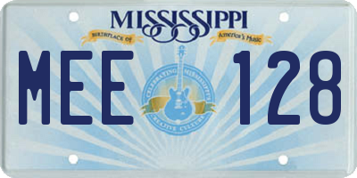 MS license plate MEE128