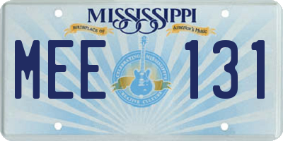 MS license plate MEE131