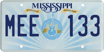MS license plate MEE133