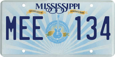 MS license plate MEE134