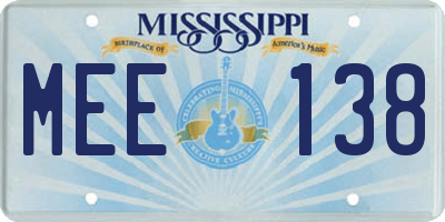 MS license plate MEE138