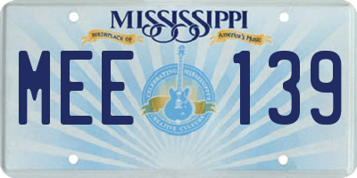 MS license plate MEE139