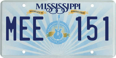 MS license plate MEE151