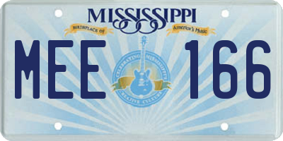 MS license plate MEE166