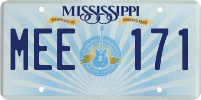 MS license plate MEE171