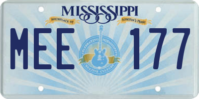 MS license plate MEE177