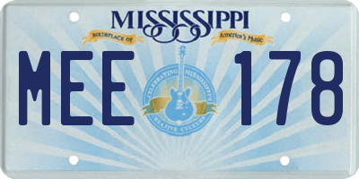 MS license plate MEE178