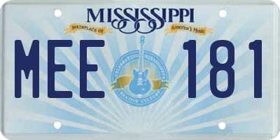 MS license plate MEE181